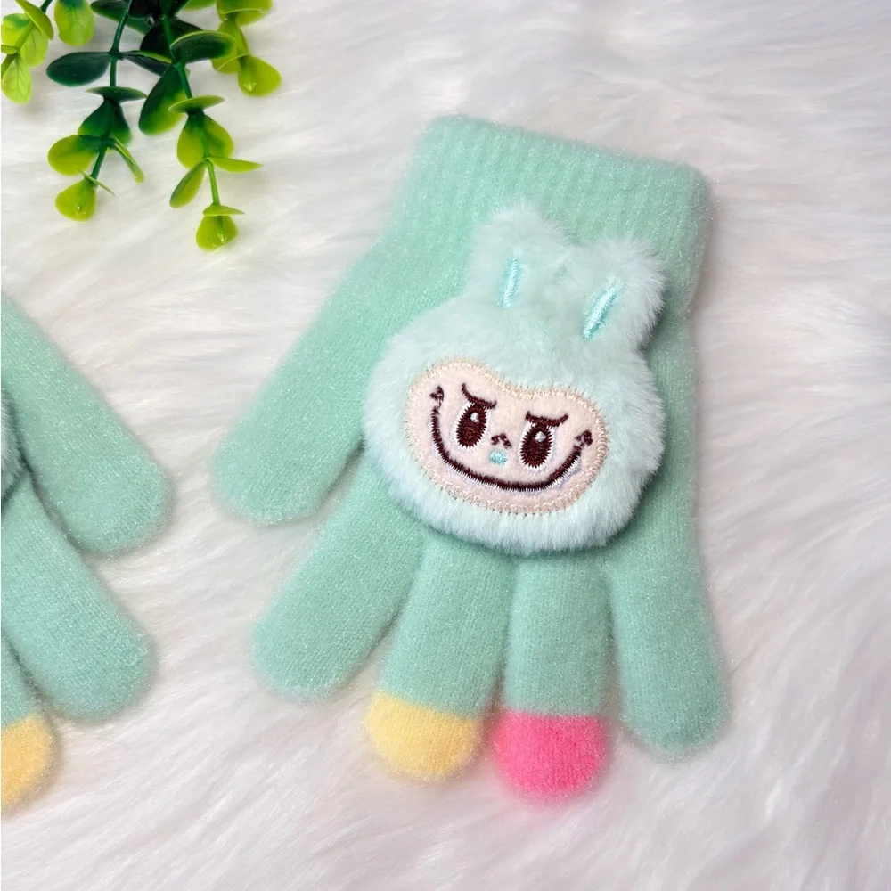 Cute Monster Character Kids Fuzzy Gloves